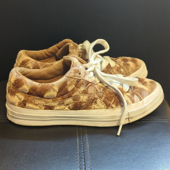 Converse One Star x Golf Le Fleur Quilted Velvet Brown Sugar Casual Sneakers - Picture 3 of 6